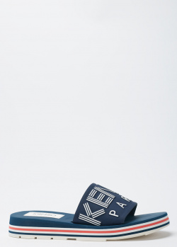 Синие шлепанцы Kenzo с брендовой надписью, фото