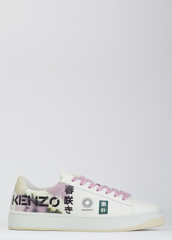 Женские белые кеды Kenzo Kourt с цветочным принтом, фото