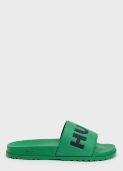 Зеленые шлепанцы Hugo Boss Hugo с логотипом, фото