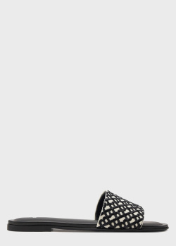 Шльопанці з монограмою Hugo Boss чорно-білого кольору, фото