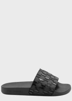 Жіночі гумові шльопанці Karl Lagerfeld KL Monogram Kondo чорного кольору, фото