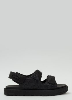 Женские сандалии на липучках Karl Lagerfeld Salon Tred из кожи с монограммой, фото