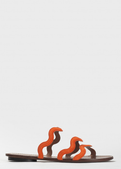 Замшевые шлепанцы L'Autre Chose оранжевого цвета, фото