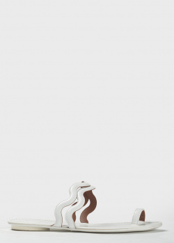 Шкіряні шльопанці L'Autre Chose білого кольору, фото
