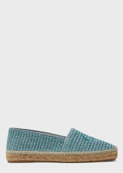 Бирюзовые эспадрильи Max Mara Weekend Sella с фирменной вышивкой, фото