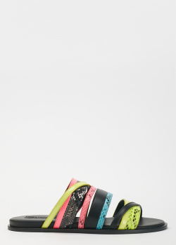 Чорні шльопанці Liu Jo Thea з кольоровими ремінцями, фото