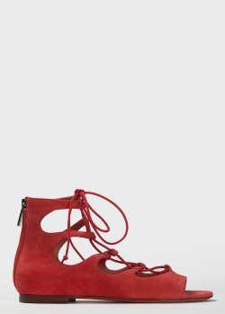 Красные сандалии Santoni на шнуровке, фото