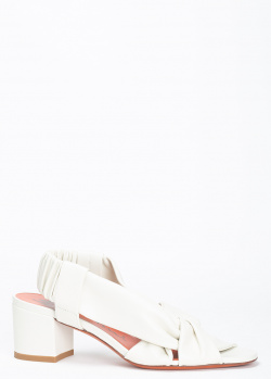 Босоножки Santoni белого цвета на устойчивом каблуке, фото