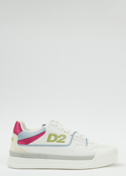 Белые кроссовки Dsquared2 с контрастными деталями, фото
