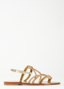 Бежевые сандалии Paola Fiorenza с декором-стразами, фото