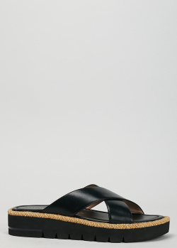 Шльопанці зі шкіри Stuart Weitzman чорного кольору, фото