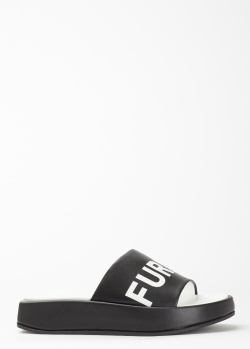Черные шлепанцы Furla Real на толстой подошве, фото