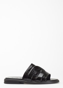 Чорні шльопанці Furla Opportunity з аплікацією, фото