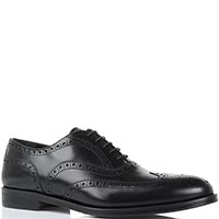 Шкіряні туфлі-броги чорного кольору Lanciotti de Verzi на шнурівці, фото