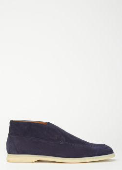 Чоловічі черевики Moreschi із синьої замші, фото