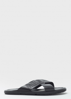 Чоловічі шльопанці Moschino із чорної шкіри, фото