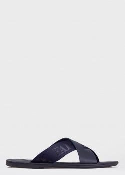 Кожаные шлепанцы Fabi темно-синего цвета, фото