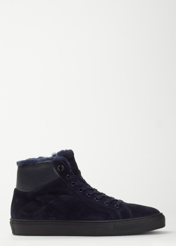 Темно-синие ботинки на меху Dino Bigioni из замши, фото
