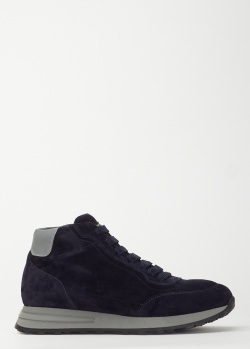 Зимние замшевые ботинки Dino Bigioni темно-синего цвета, фото