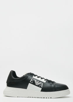 Черные кроссовки Emporio Armani с белым логотипом, фото