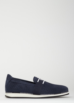 Туфли с логотипом Giampiero Nicola из синей замши, фото