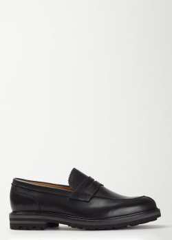 Шкіряні туфлі-лофери Brecos чорного кольору, фото