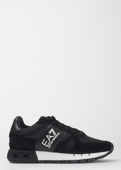 Черные кроссовки EA7 Emporio Armani из комбинированных материалов, фото
