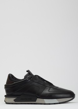 Шкіряні кросівки Santoni чорного кольору, фото