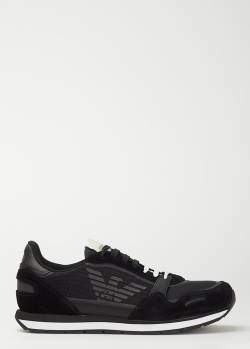 Черные кроссовки Emporio Armani с замшевыми вставками, фото