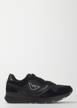 Черные кроссовки Emporio Armani с брендовым орлом, фото