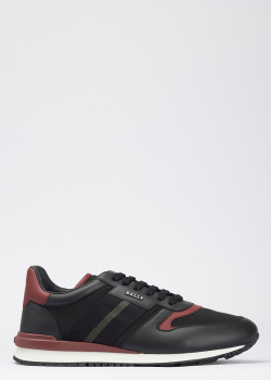 Черные кроссовки Bally с бордовыми вставками, фото