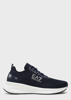 Текстильные кроссовки EA7 Emporio Armani синего цвета, фото