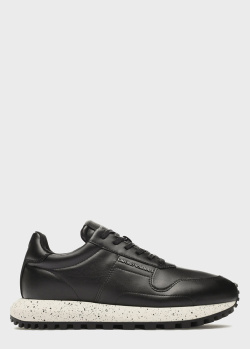 Черные кроссовки Emporio Armani из мелкозернистой кожи, фото