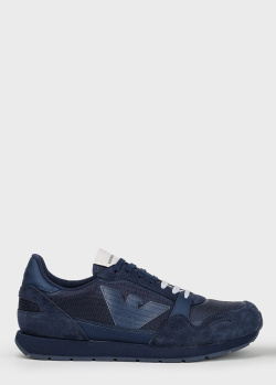 Синие кроссовки Emporio Armani с двухцветной шнуровкой, фото