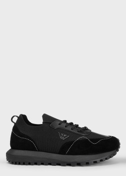 Черные кроссовки Emporio Armani с контрастной строчкой, фото