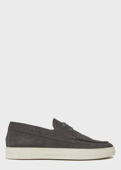 Замшевые туфли Emporio Armani серого цвета, фото