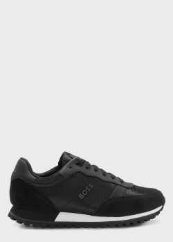 Черные кроссовки Hugo Boss с кожаными вставками, фото