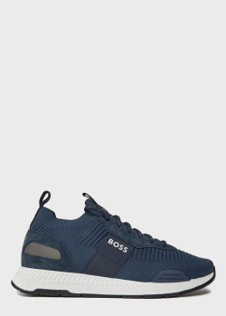 Текстильные кроссовки Hugo Boss синего цвета, фото