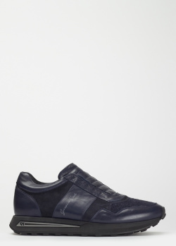 Синие кроссовки Giampiero Nicola из кожи и замши, фото
