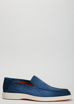 Сині туфлі Santoni з ефектом плетіння, фото