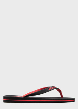 Черные шлепанцы Polo Ralph Lauren с логотипом, фото