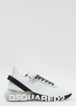 Белые кроссовки Dsquared2 с принтом на подошве, фото