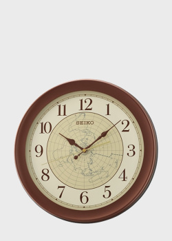 Коричневые настенные часы Seiko Wall Clock, фото