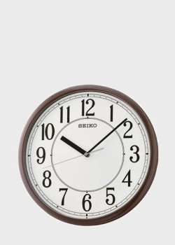 Настінний круглий годинник Seiko Wall Clock коричневого кольору, фото