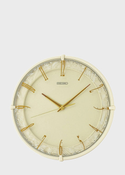 Настінний годинник бежевого кольору Seiko Wall Clock 30,7см, фото