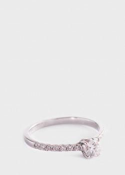 Женское золотое кольцо с бриллиантами и сапфиром, фото