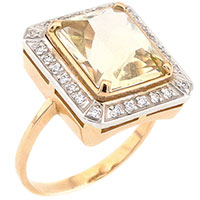 Кольцо с цитрином из красного золота, фото