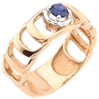 Золотое кольцо с сапфиром круглой огранки, фото