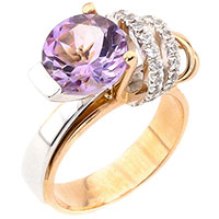 Кольцо из золота с фиолетовым аметистом, фото