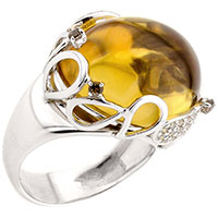 Кольцо из белого золота с цитрином и кварцем, фото